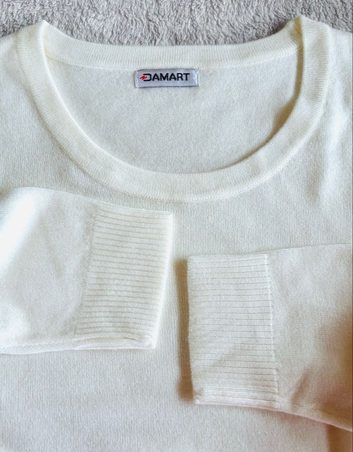 Pull fin col rond T42-44, M, crème Damart femme - photo numéro 2