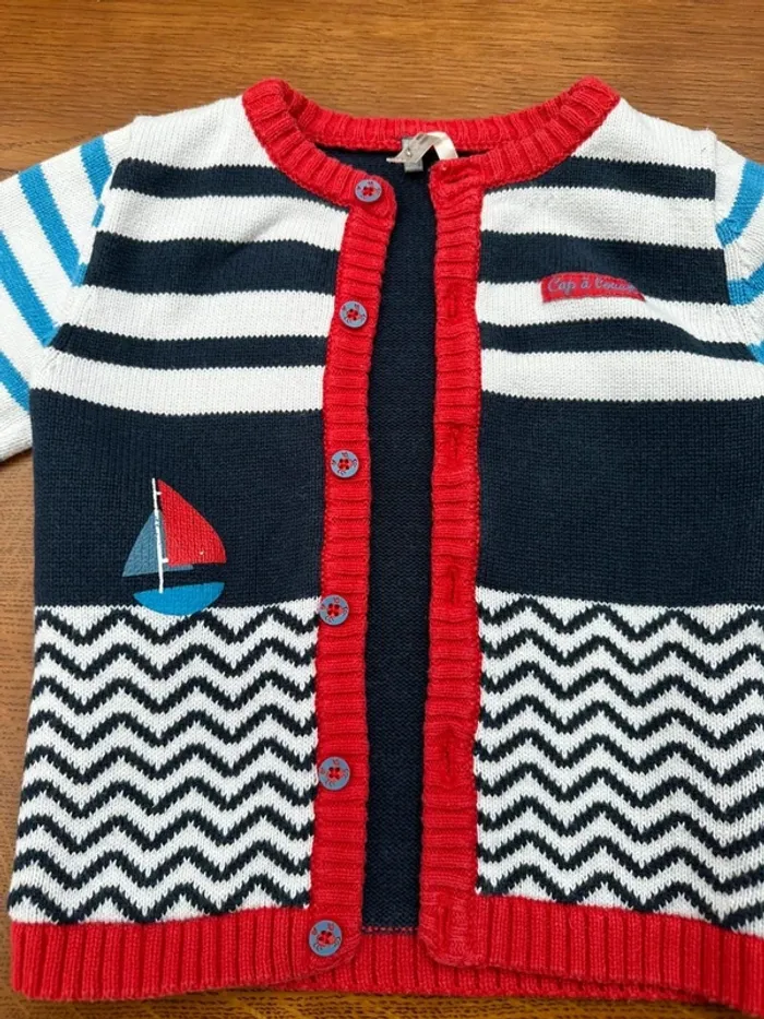 Gilet marin Orchestra 9 mois bleu et rouge - photo numéro 3