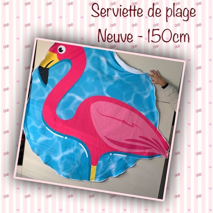 Serviette de plage Flamant Rose - Neuve - diamètre 150 cm