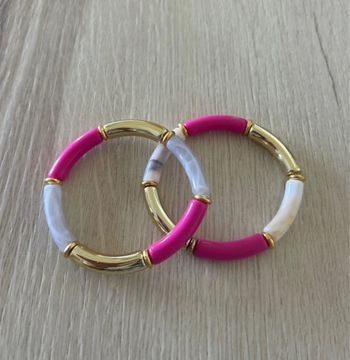 Lot de 2 magnifiques bracelets neufs perles tubes 