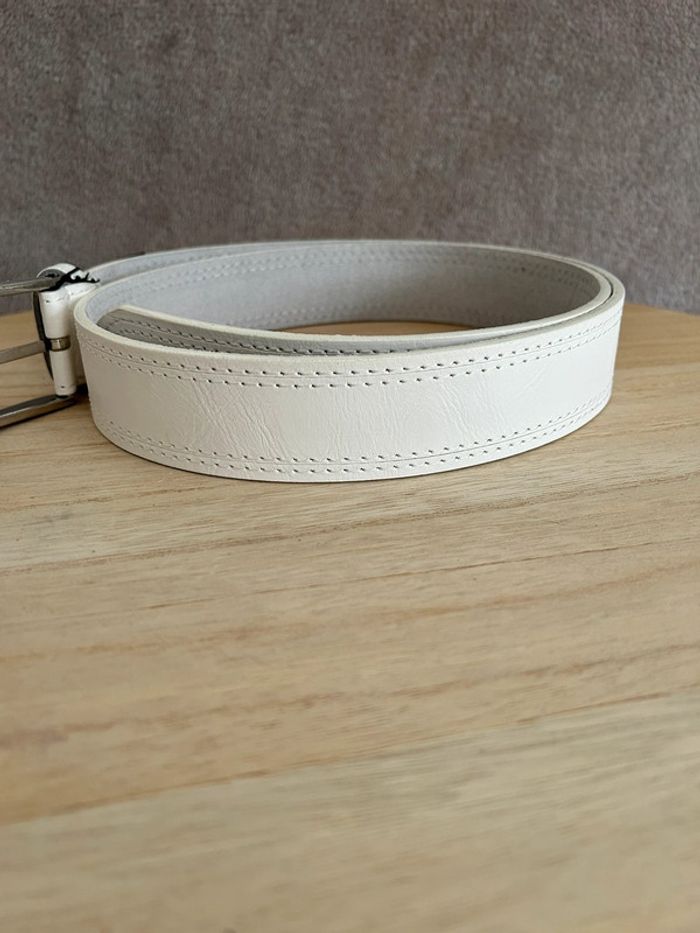 Ceinture en cuir blanc taille 105 cm - photo numéro 2
