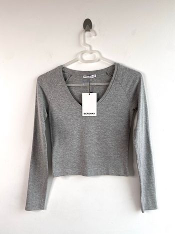 Top manches longues gris Bershka