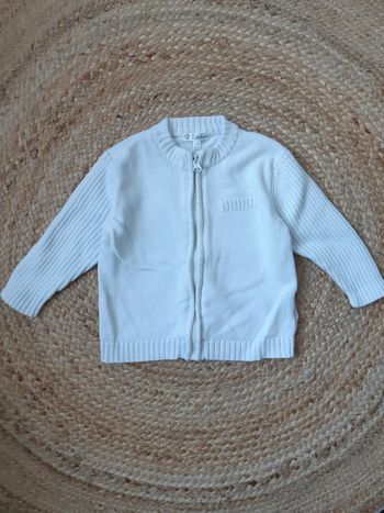 Gilet zippé blanc Kitchoun 18 mois