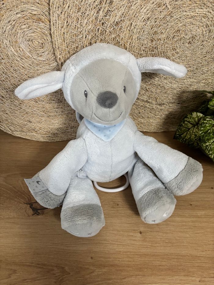 Doudou mouton musical Sam Toby gris bleu nattou - photo numéro 2