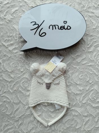 Bonnet maille Mixte 3/6 mois Hibou Chouette Tao