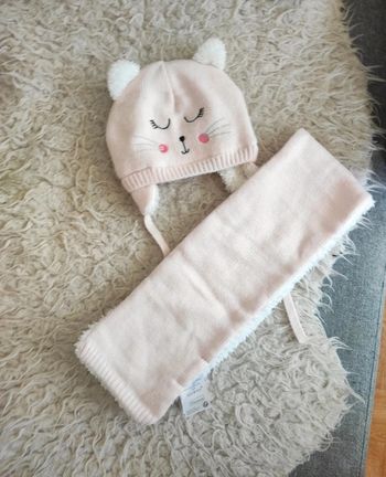 Ensemble bonnet et écharpe bébé - pat et ripaton