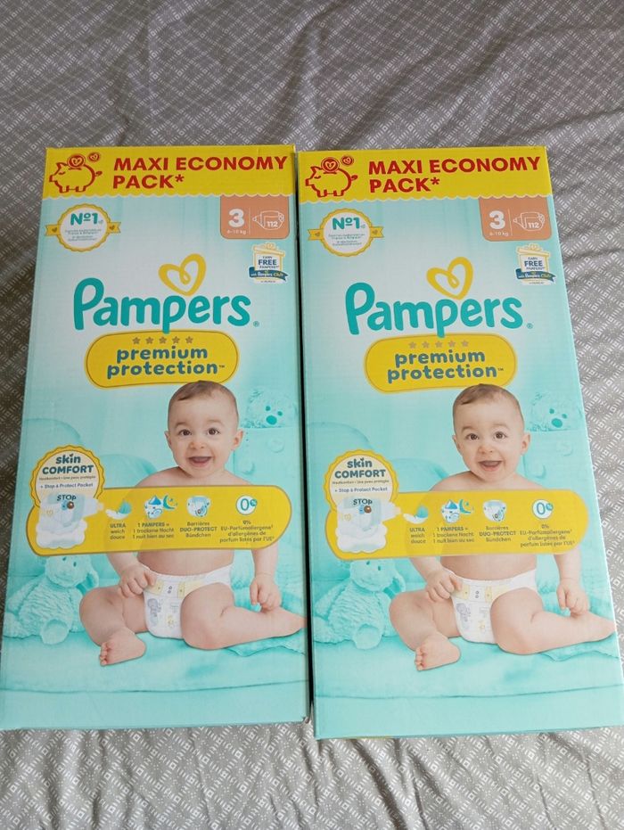 2 cartons pampers premium protection taille 3 neuf jamais ouvert