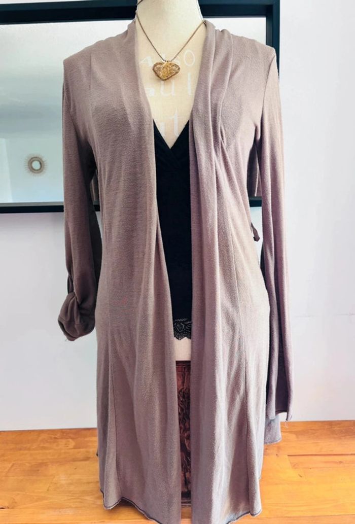 💕 longue veste type cardigan marron clair taille unique #R2banjo - photo numéro 2