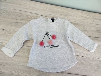 Pull sweat cerise Fille 9 mois 