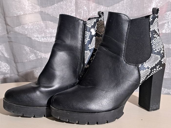 Bottines noires au motif peau de serpent 41 - photo numéro 7