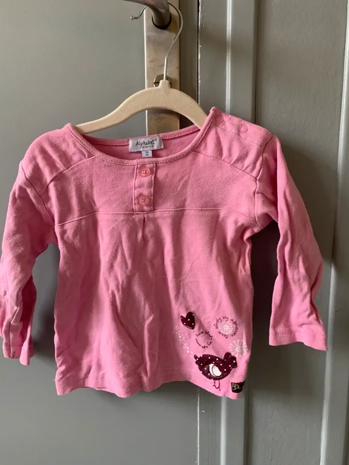 T-shirt manches longues rose