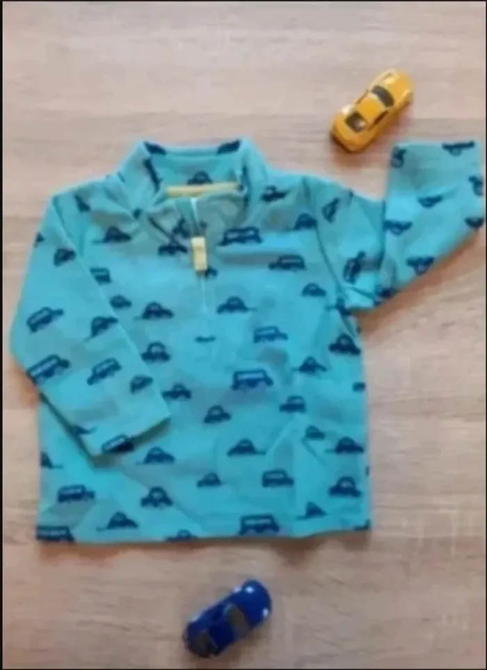 pull polaire bleu col montant 6 mois tex