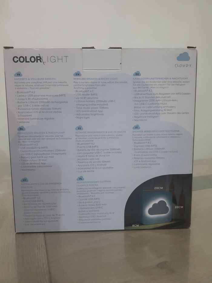 Enceinte & Veilleuse sans Fil  Nuage Color Light BigBen  Cloudy. - photo numéro 4
