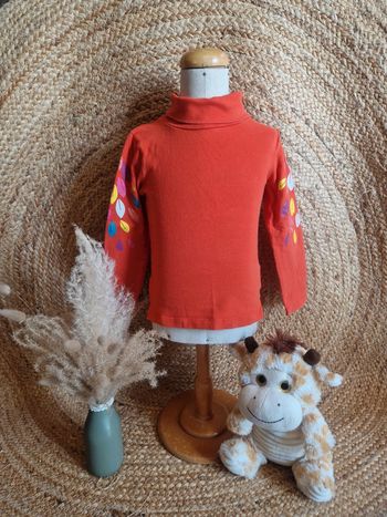 Jolie haut à manche longue col rouler orange fille du pareil au même 3 ans 94cm