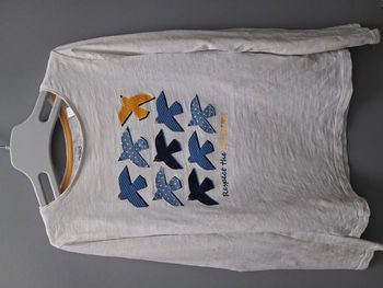 T-shirt blanc motif oiseaux - 10 ans