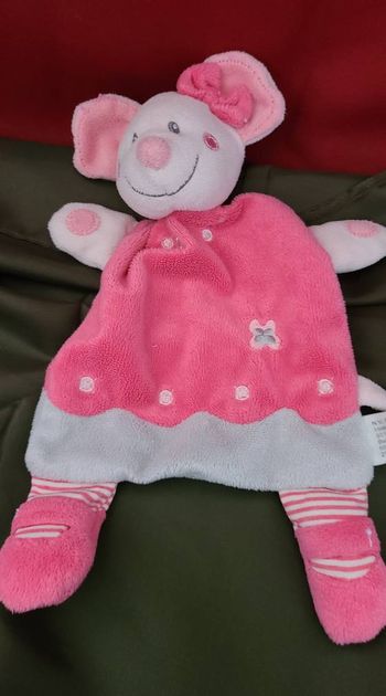 Simba toys doudou souris plat rose gris noeud