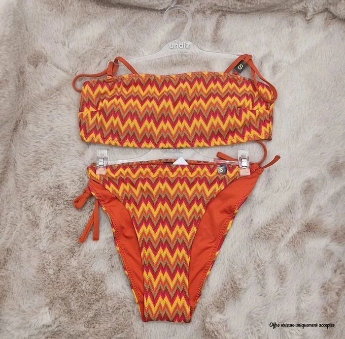 Bikini Undiz Neuf 33€- Taille S/36 - Zigzag orange jaune – Été plage - photo numéro 3