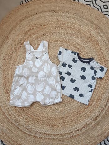 Tenue tee-shirt et salopette éléphants