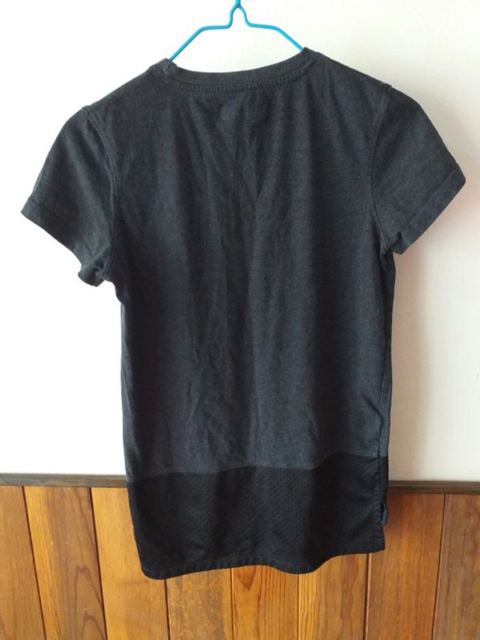 Tee-shirt bi-matière gris noir - photo numéro 2