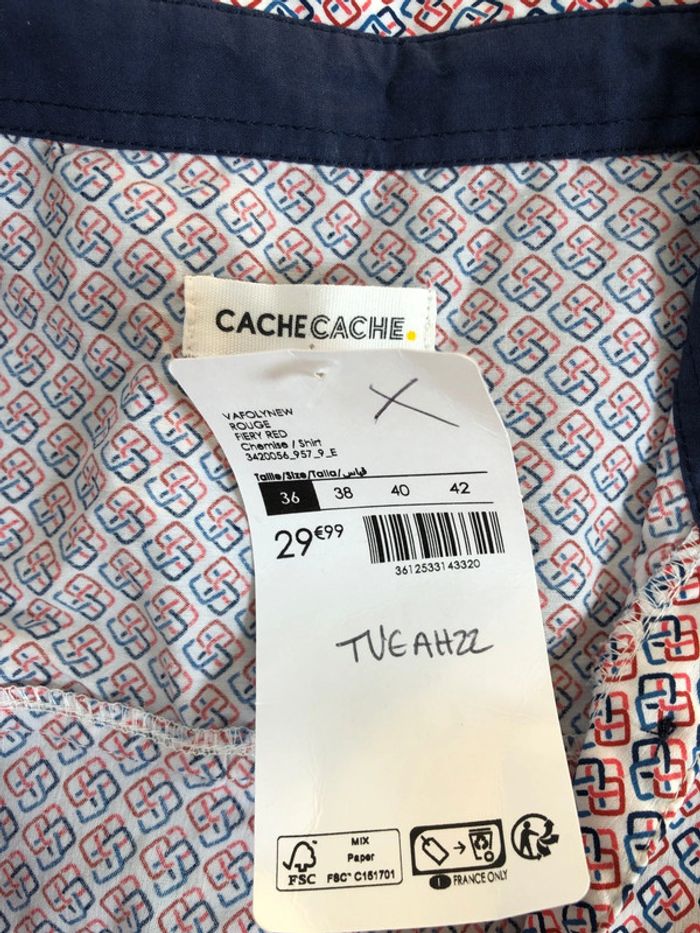 Blouse cache cache col chemise taille 36 modèle favolynew rouge - photo numéro 3