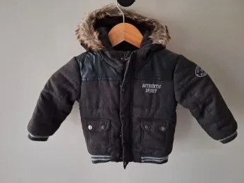 Manteau zippé gris marron garçon Gémo 18 mois