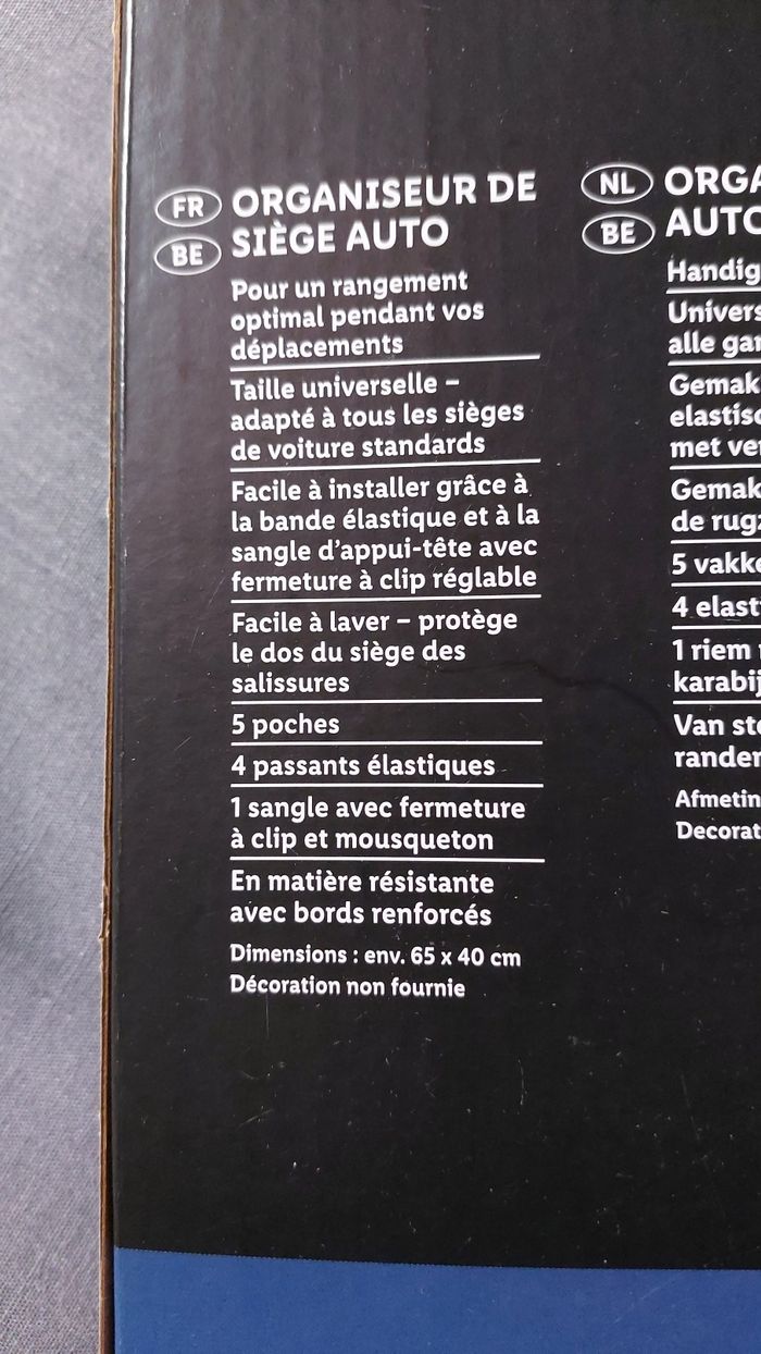 Organiseur de siège auto - photo numéro 3