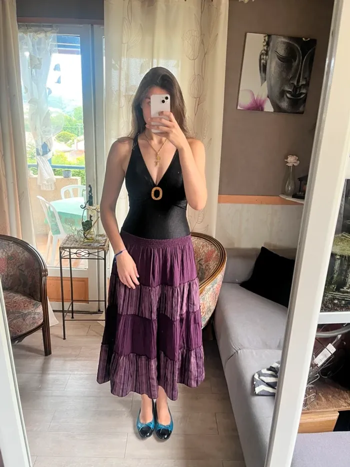 Jupe longue bohème maxi skirt vintage champêtre y2k grunge