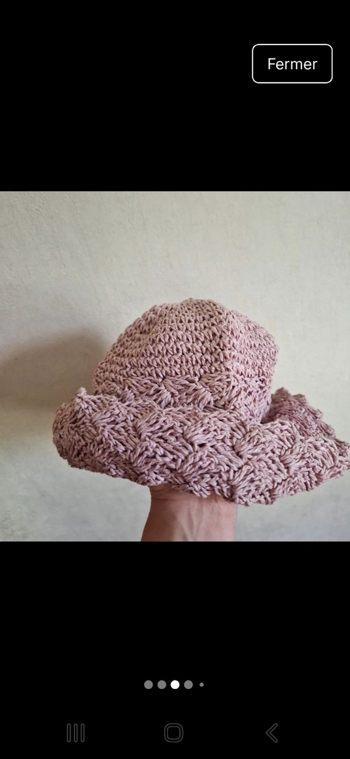 Chapeau été rose pale papier tressé - photo numéro 2
