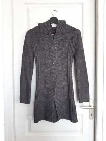 Gilet long en maille gris