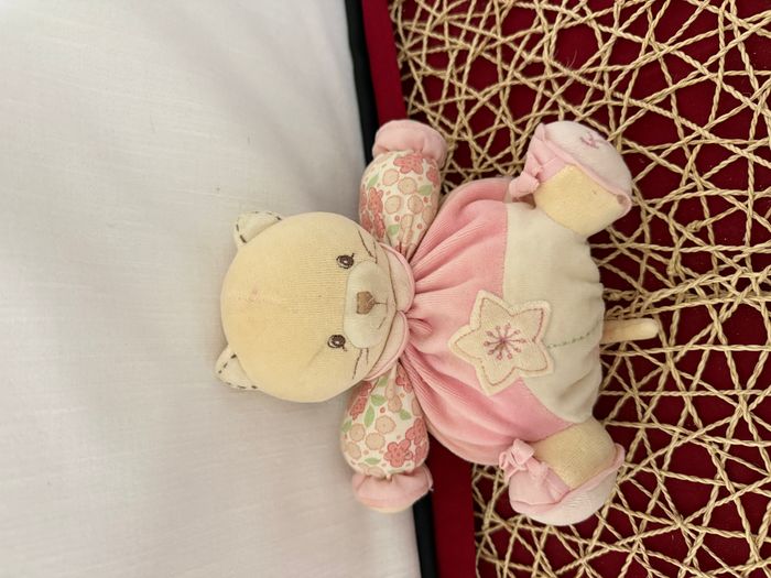 Doudou chat patapouf rose fleurs Lilirose KALOO - photo numéro 3