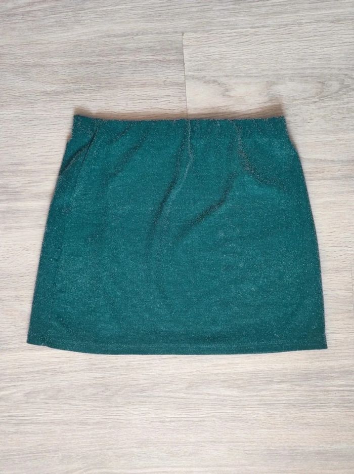 Mini jupe fendu paillettes vert foncé / Pull & Bear - 36/S à 38/M - photo numéro 10