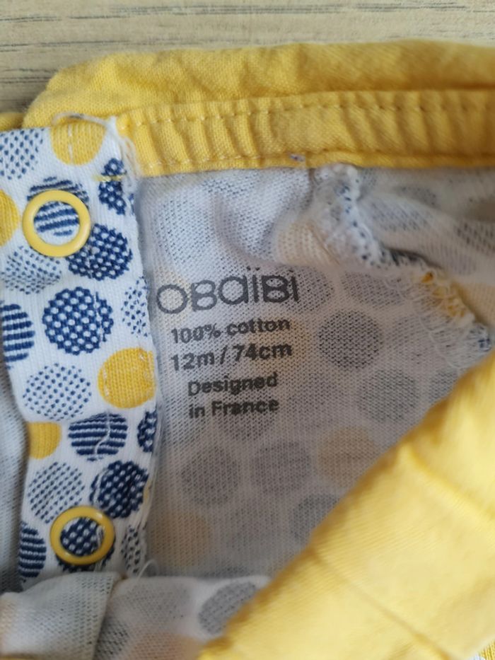 Tshirt ML Obaibi 12 mois Jaune Bleu - photo numéro 2