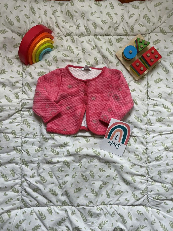 gilet rose et gris 6 mois obaibi