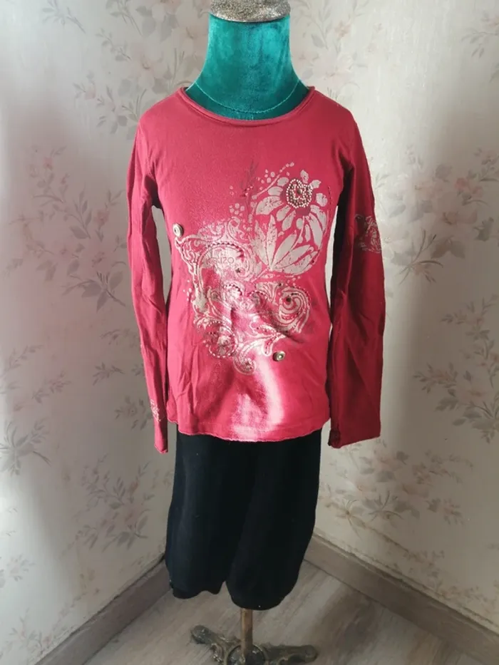 Tee-shirt rouge à manches longues avec imprimé / kenzo kids / (8ans) - photo numéro 2