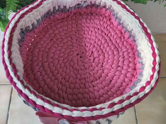 Gros panier de rangement rond en Trapilho - photo numéro 2