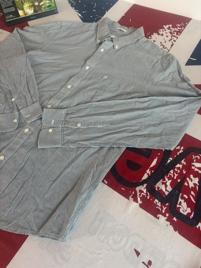 Chemise Wrangler bleu et blanc à rayures taille L - photo numéro 5