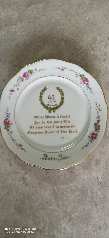 Assiette decorative 40 ans de mariage