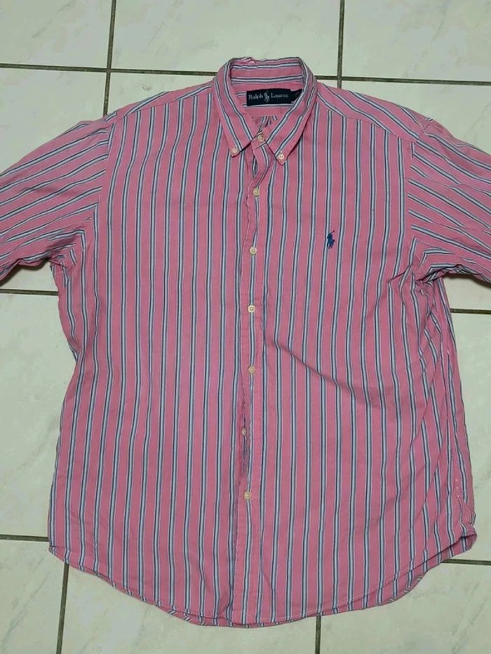 Chemise Ralph Lauren rayée rose vintage Y2K – Élégance intemporelle - photo numéro 3