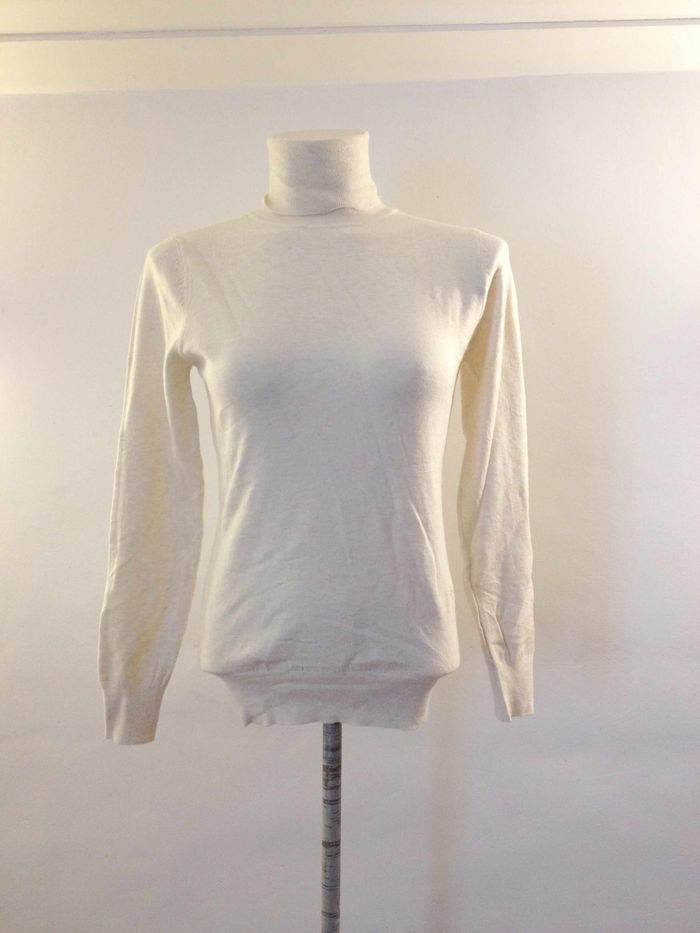 Pull col roulé intersaison - jaune pale chiné - manches longues - look féminin