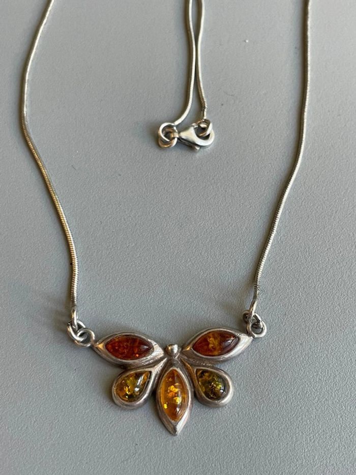 Parure en ambre véritable et argent 925 - photo numéro 2