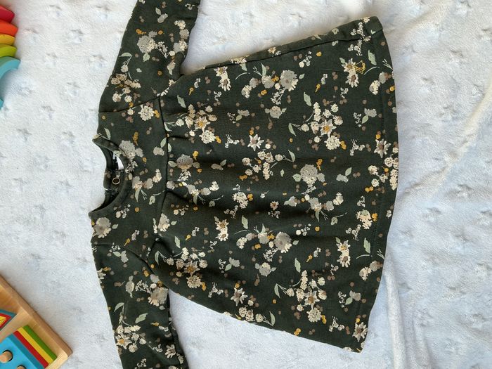 robe manches longues kaki fleurie ouverture totale au dos 3 mois petit bateau - photo numéro 3