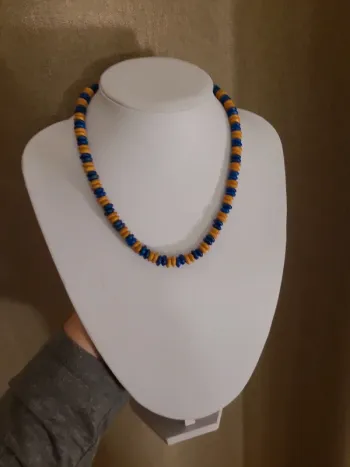 Collier elastique billes de bois