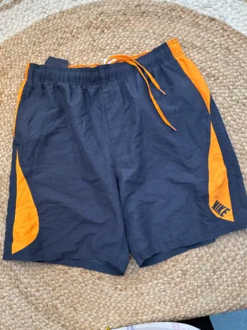 Short de Bain Homme Nike Noir & Orange | Taille L | Très Bon État | Swimwear Sport | R32