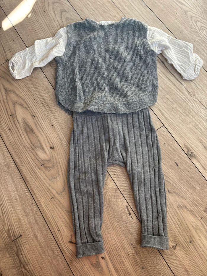 Ensemble gris et blanc pour petite fille - photo numéro 2