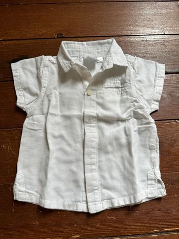 Chemise Cadet Rousselle manches courtes lin blanche 6 mois