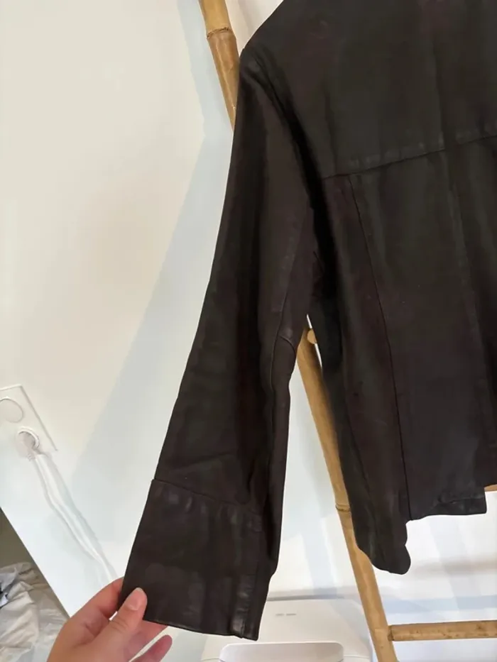 Veste en cuir noire Vintage Aqua Leather taille M/38 - photo numéro 12