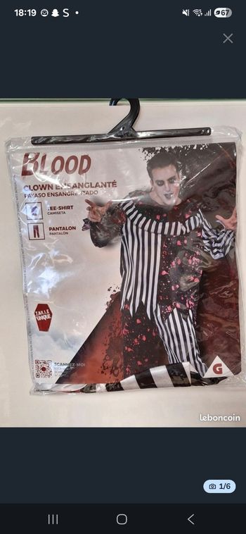 Déguisement "clown ensanglanté " adulte
