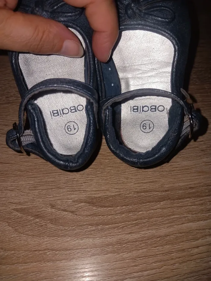 Ballerines bébé bleu taille 19 avec bride et nœud - photo numéro 5