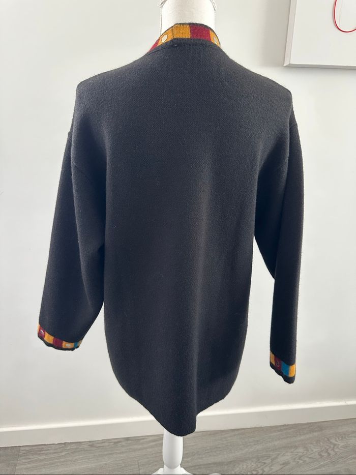 Pull long en laine noir et multicolore Vintage T40 L - photo numéro 5