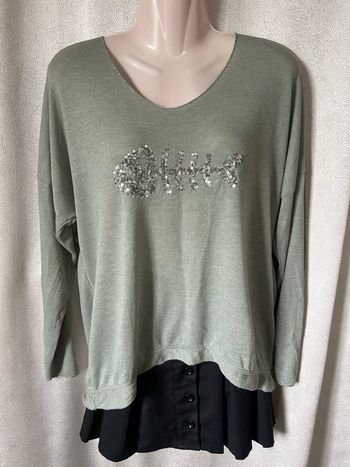 Pull fin vert de gris poisson sequins argenté XL new collection